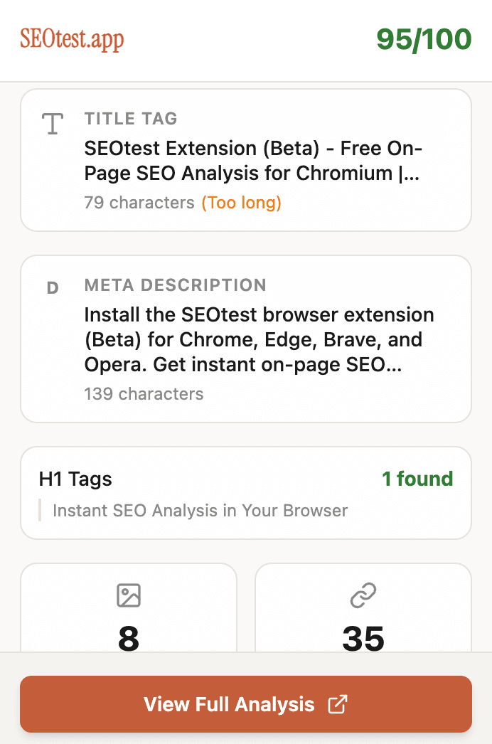 SEOtest Extension Interface